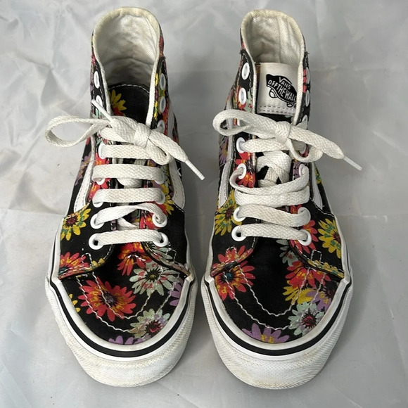 VANS Unisex SK8 Hi Tapered High Top Sneakers Peace Floral Pattern Canvas 5W 3.5M - Picture 3 of 11